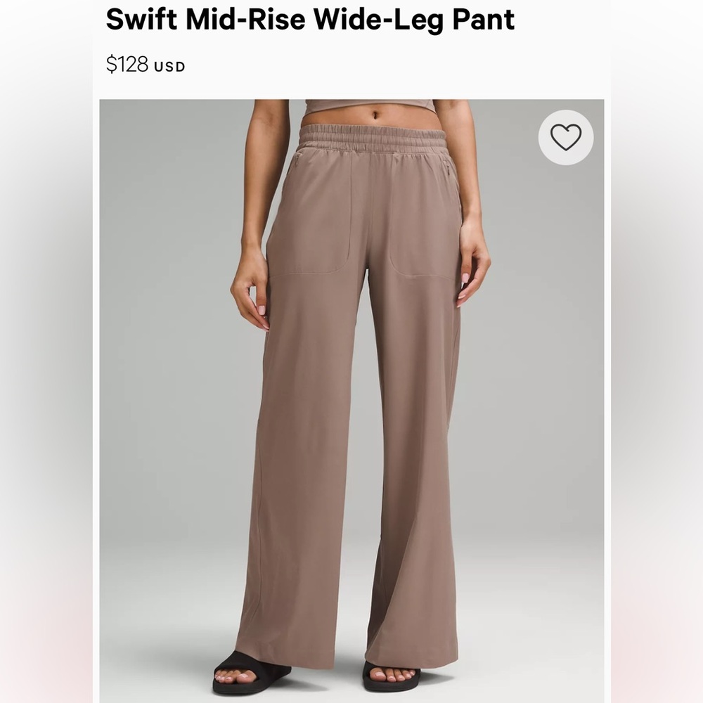 Lululemon Swift Mid Rise Wide Leg Pant size 6